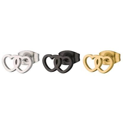 Simple Heart-shaped Earrings for Women - Minimalist Jewelry, Double Heart Design