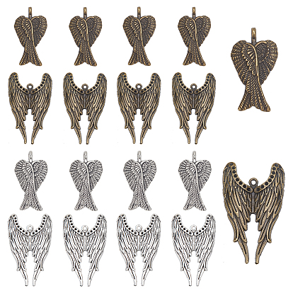 40Pcs 4 Style Alloy Pendants, Wing Charms