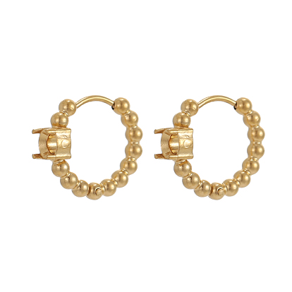 304 Серьги-кольца из нержавеющей стали с бусинами, плоско-круглые, долговечный, ионное покрытие (ip)