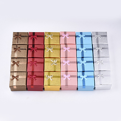 Картонные коробки кольцо, с бантом и губкой пряжи внутри, квадратный