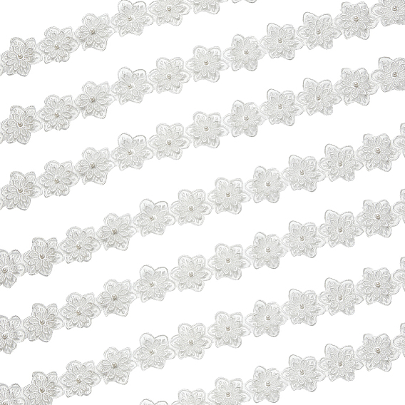 Лентой из органзы, с абс пластмассовым жемчужным бисером, цветок