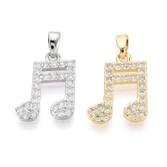 Латунные микропаве прозрачные подвески с фианитом, прелести музыкальных нот