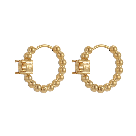 304 Серьги-кольца из нержавеющей стали с бусинами, плоско-круглые, долговечный, ионное покрытие (ip)