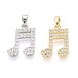 Латунные микропаве прозрачные подвески с фианитом, прелести музыкальных нот