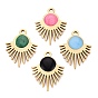 303 Stainless Steel Enamel Pendants, Sun Charms, Ion Plating(IP), Real 18K Gold Plated