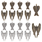 40Pcs 4 Style Alloy Pendants, Wing Charms