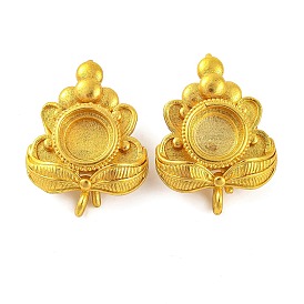 Flower Brass Earring Hooks with Round Tray, Lead Free & Cadmium Free