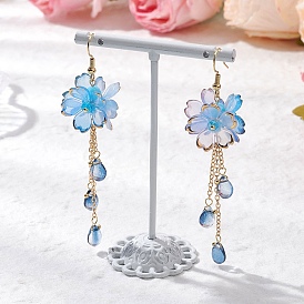 Серьги, с латунными крючками для сережек и 304 штифтами из нержавеющей стали с плоской головкой, акриловыми колпачками для бусин и стеклянными бусинами, золотые