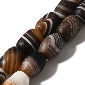 Нити бусин из натурального полосчатого агата (окрашенного и нагретого), баррель