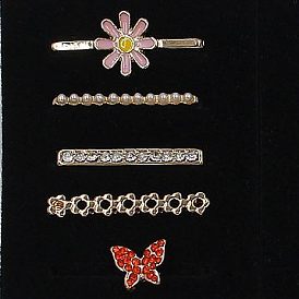 Butterfly Alloy Rhinestones Watch Band Charms Set, Enamel Flower Watch Band Decorative Ring Loops