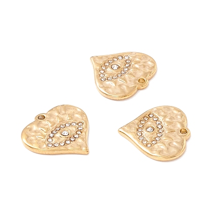 304 подвески из нержавеющей стали, вакуумное покрытие pvd, со сверлом из хрусталя, сердце с рисунком глаз