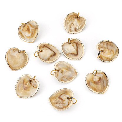 10 шт. Подвески из натуральных ракушек, подвески в форме сердца с алюминиевой фурнитурой