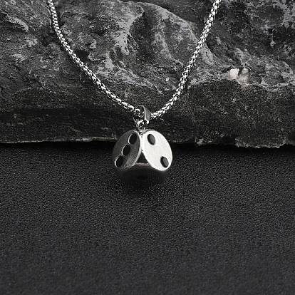 Zinc Alloy with Enamel Dice Pendant Necklaces, 201 Stainless Steel Chain Necklaces