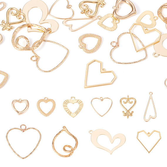 20 шт 10 стили латунные подвески, долговечный, сердце прелести
