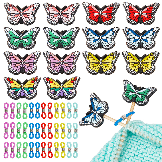 Силиконовые фиксаторы для спиц-бабочки, защитные приспособления для вязания спиц, для вязания крючком спицами