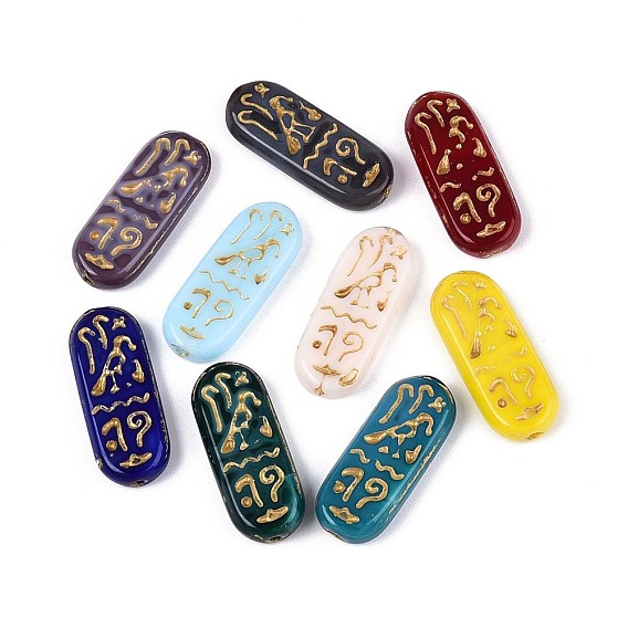 Овал с руническими стеклянными бусинами, золотой металл обвитыми