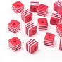 Opaque Stripe Resin Beads, Cube