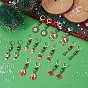 8 Pair 8 Style Glass Dangle Leverback Earrings, Golden Alloy Jewelry, Christmas Hat & Candy Cane & Tree & Snowflake & Santa Claus