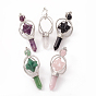 Natural Gemstone Big Pointed Pendants, with Platinum Plated Brass Findings, Bullet & Merkaba Star