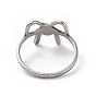 201 Stainless Steel Bowknot Finger Ring, Hollow Wide Ring for Women