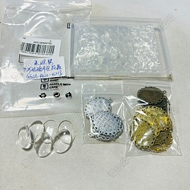 Kit de fabrication de pendentif dôme ovale vierge, bricolage, y compris les paramètres de cabochon de pendentif en alliage de style tibétain, Cabochons en verre