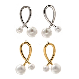 304 из нержавеющей стали серьги, с стеклянные бусы, круглые