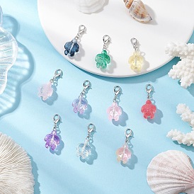 Стекло подвесные украшения, с цинковым сплавом застежками омаров коготь, черепаха