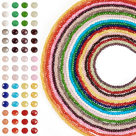 20 Stränge 20 Farben Einbrennlack Imitation Jade Glasperlenstränge, facettierte Rondelle