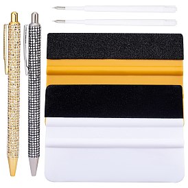 Gorgecraft Plastic Creative Teardrop Pattern Ball Pens, Air Release Tool Portable Pen, Rectangle Velvet Scraper
