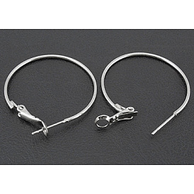Brass Hoop Earrings, DIY Material for Basketball Wives Hoop Earrings, Nickel Free, Platinum Color, 45x1.2mm