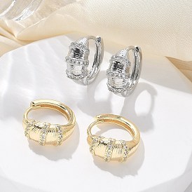 Серьги-кольца из латуни с прозрачным кубическим цирконием, слеза