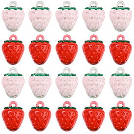 24шт 2 цветные подвески из прозрачного акрила, клубника