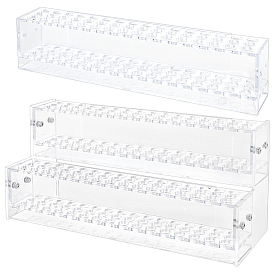 1Pc 48 Holes Rectangle Acrylic Pen Holder, Desk Stand Organizer Holding Rack, for Pens, Paint Brushes, Colored Pencils, with 1Set Acrylic Pen Holder
