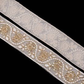 Ethnic Style Jacquard Polyester Ribbons, Floral Pattern