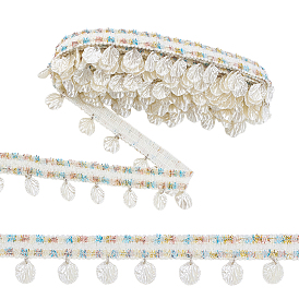 5 ярдов полиэстеровых кружевных отделок, с подвесками из ракушек и стекла