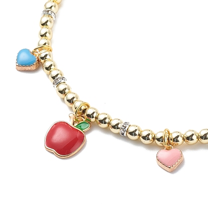 Collier de charmes de fruits en émail coeur & cerise & raisin & pomme, collier de perles d'hématite synthétique pour femme