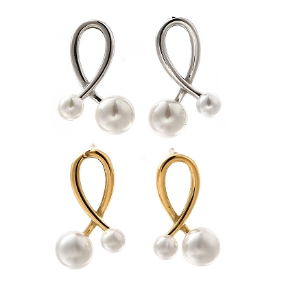 304 из нержавеющей стали серьги, с стеклянные бусы, круглые