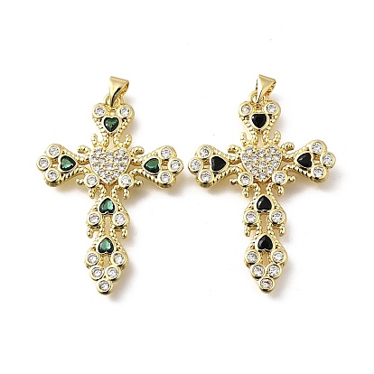 Латунные микро проложить кубического циркония подвески, крест прелести, стойки покрытие, долговечный, без свинца и без кадмия