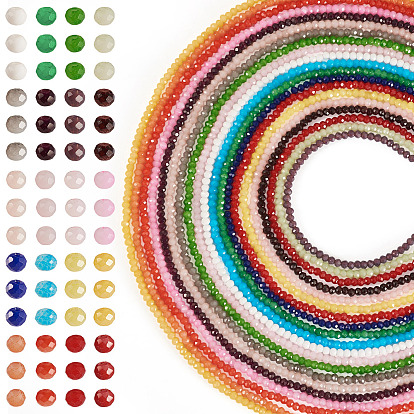 20 Stränge 20 Farben Einbrennlack Imitation Jade Glasperlenstränge, facettierte Rondelle