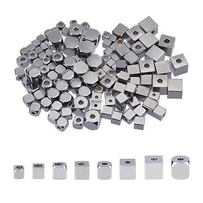 120Pcs 8 Sizes 304 Stainless Steel Beads, Cube
