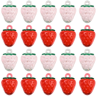 24шт 2 цветные подвески из прозрачного акрила, клубника