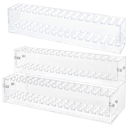 1Pc 48 Holes Rectangle Acrylic Pen Holder, Desk Stand Organizer Holding Rack, for Pens, Paint Brushes, Colored Pencils, with 1Set Acrylic Pen Holder
