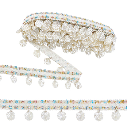 5 ярдов полиэстеровых кружевных отделок, с подвесками из ракушек и стекла