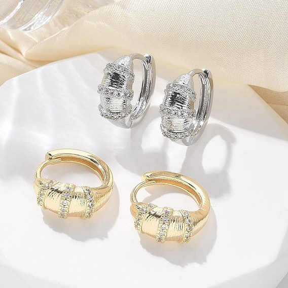 Серьги-кольца из латуни с прозрачным кубическим цирконием, слеза