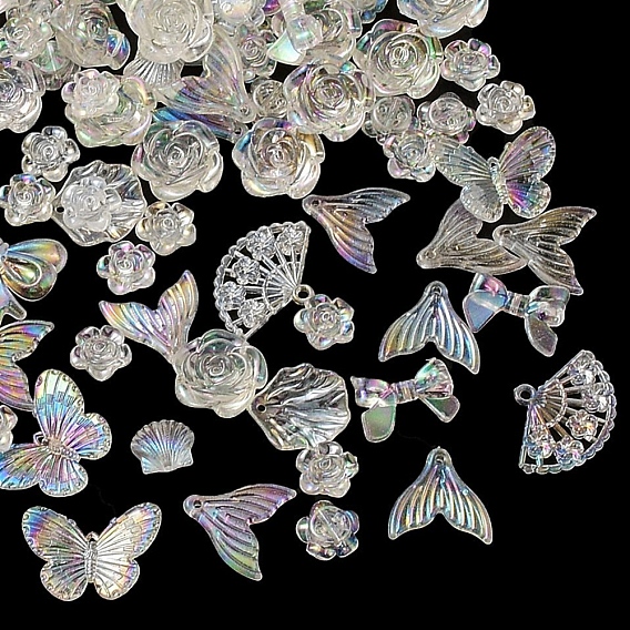 Набор для поиска поделок для изготовления ювелирных изделий, включая прозрачные акриловые подвески и бусины, AB цвет, разнообразные