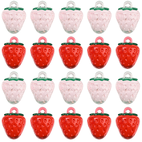 24шт 2 цветные подвески из прозрачного акрила, клубника