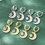 Boucles d'oreilles créoles pendantes en laiton serties de micro-pavés de zirconiums cubiques, lune avec soleil, sans plomb et sans cadmium, crémaillère plaquage, plaqué longue durée