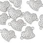 SHEGRACE Brass Micro Pave Clear Cubic Zirconia Connector Charms, Heart Links, Cadmium Free & Lead Free & Nickel Free