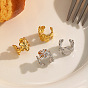 304 Stainless Steel Cuff Earrings for Women, Flower
