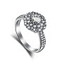 925 Sterling Silver Finger Rings, Wedding Bands, with Cubic Zirconia for Women, Real Platinum Plated